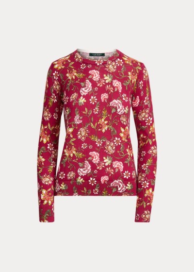 Ralph Lauren Floral Cotton-Blend Striktrøje Dame Danmark (RAHCF5017)